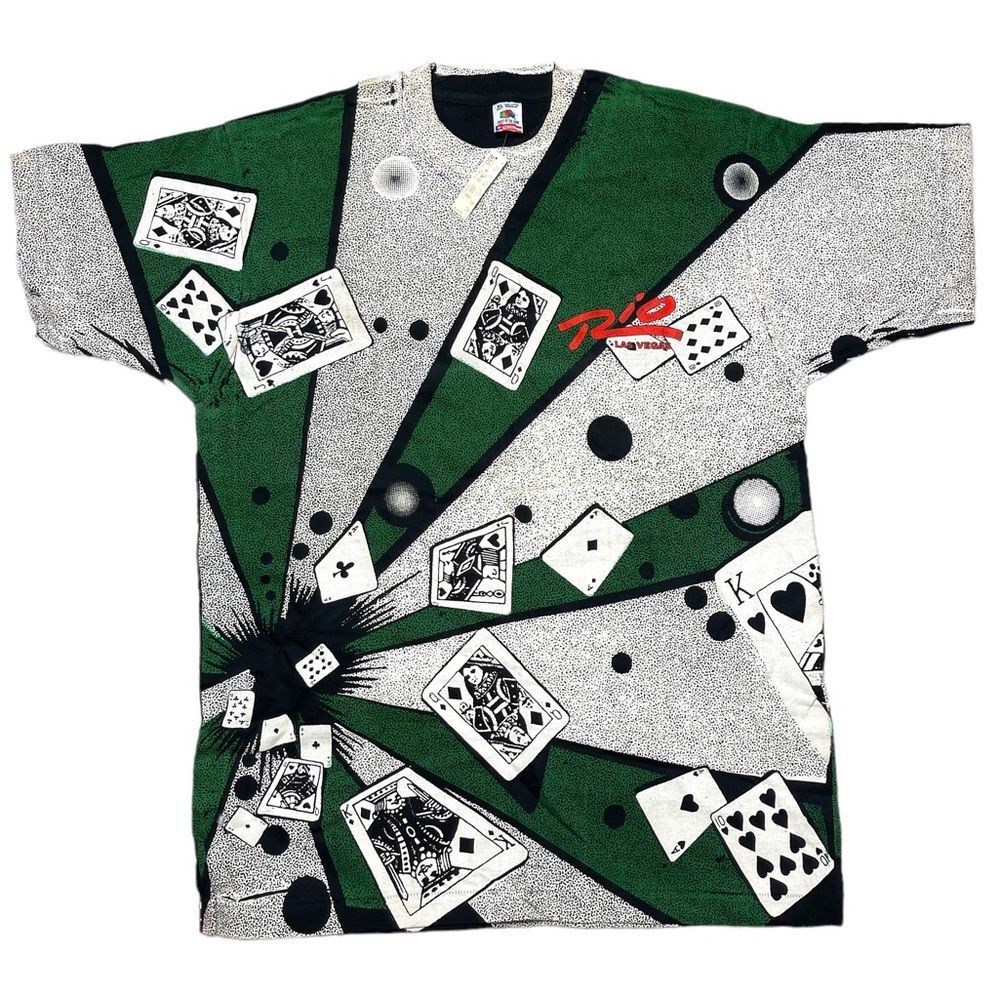 Vintage Rio Las Vegas Casino Hotel All Over Print Short Sleeve T-Shirt Sz XL